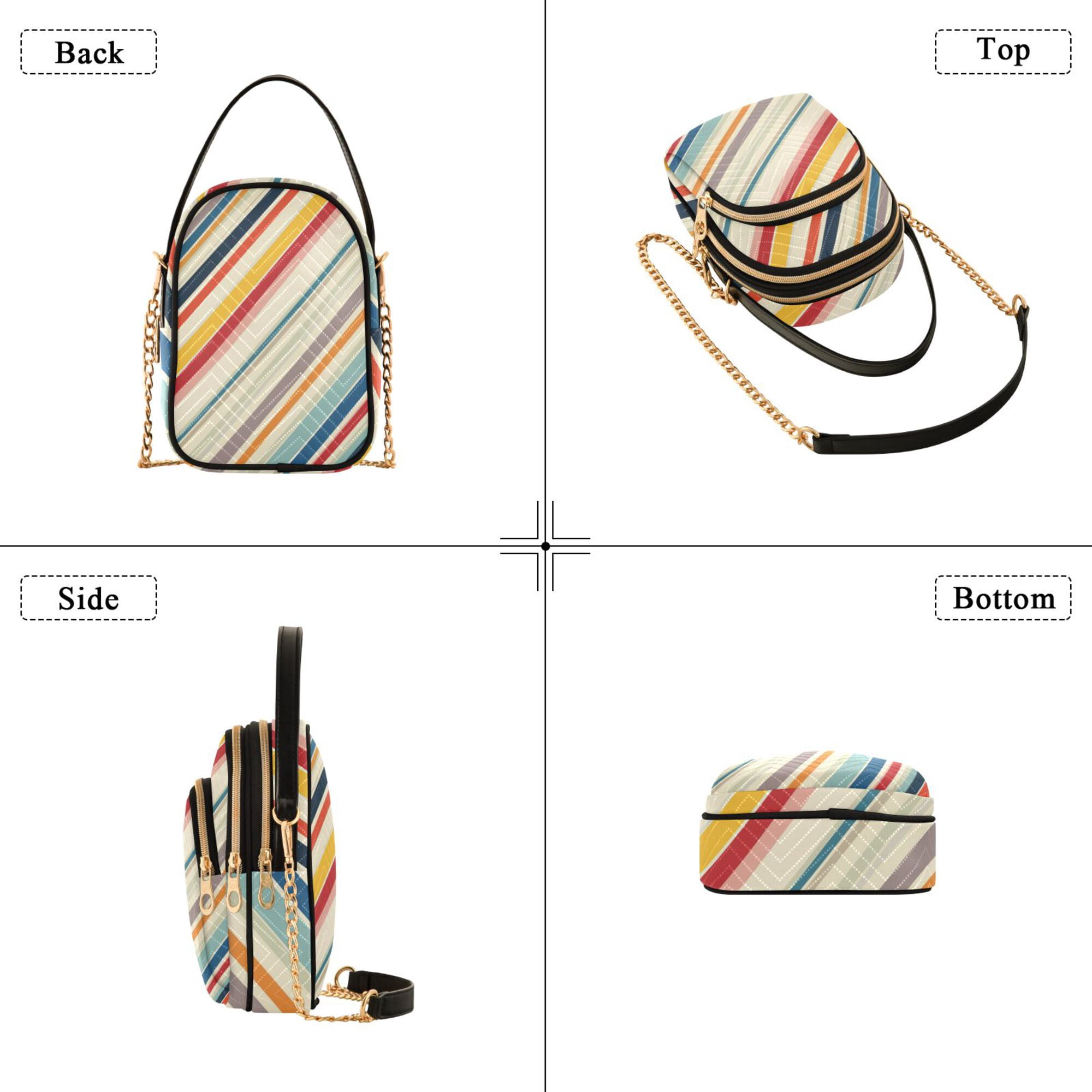 FORMRS Crossbody Bag for Women Quilted Travel Shoulder Cell Phone Purse with Chain Strap Handbag, Striped Pattern
