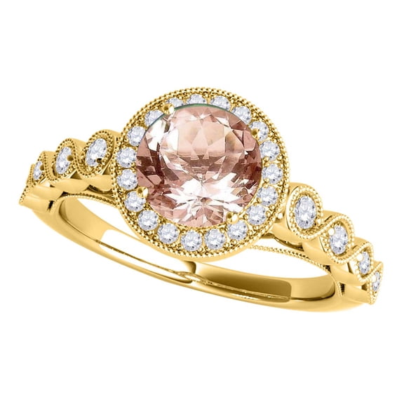 Mauli Jewels Rings for Women 1.20 Carat Diamond And Moragnite Ring 4-prong 14k Yellow Gold