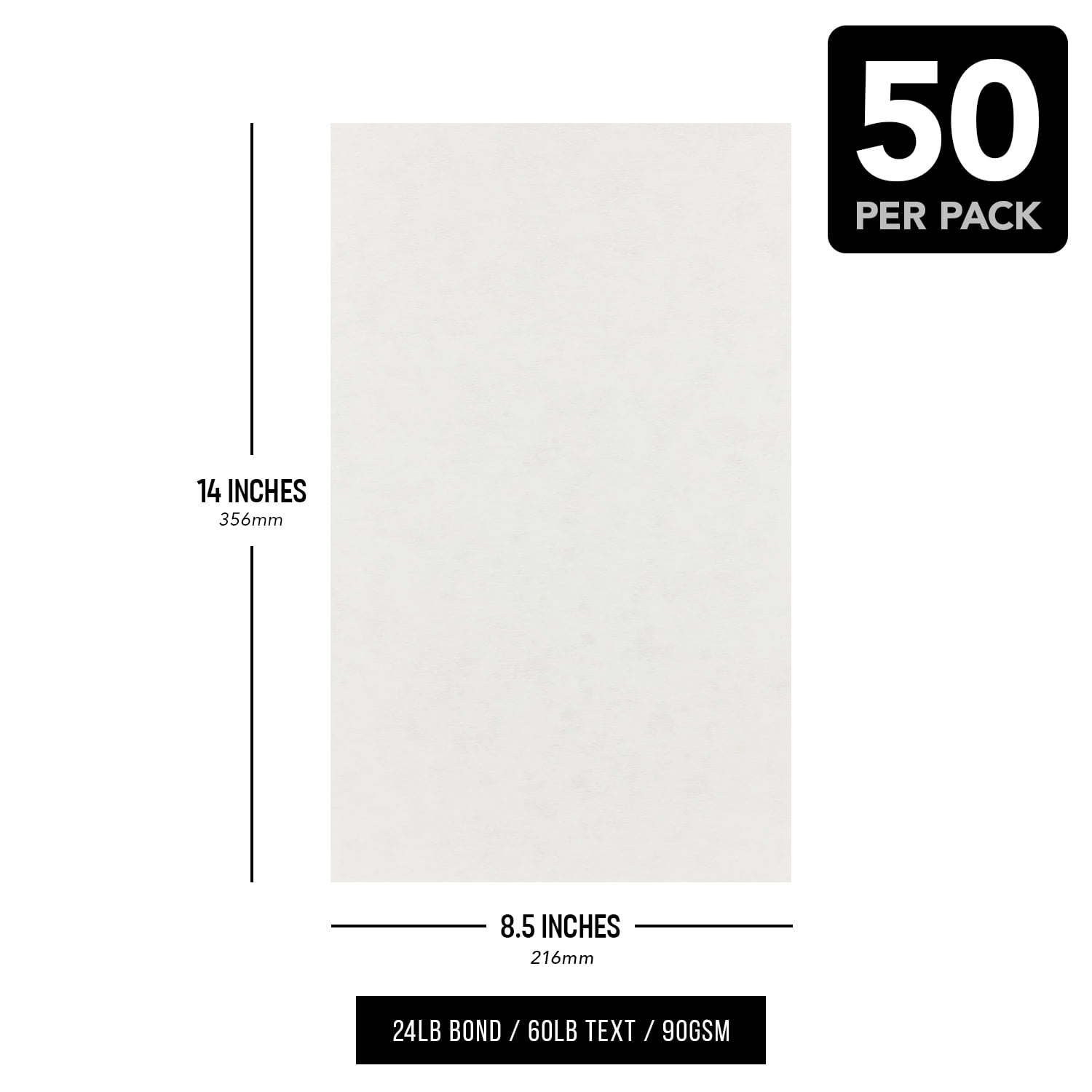 Fleece White Parchment Paper – Great for Certificates, Menus and Wedding Invitations | 24lb Bond / 60lb Text / 90GSM | 8.5" x 14" (Legal Size) Paper for Writing, Copy, Printing | 100 Sheets per Pack