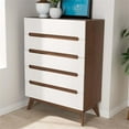 thumbnail image 2 of Bowery Hill Mid-Century 5-Drawer Board Wood Chest in White/Walnut, 2 of 8