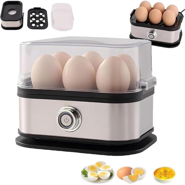 Halreactody Stainless Steel Egg Cooker, Multifunctional Rapid Egg Cooker 6 Egg Capacity with Auto Shut