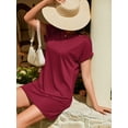thumbnail image 4 of Fancyglim Dress for Women Summer Short Sleeve T-Shirt Dresses Casual Swing Short Dress with Pockets Burgundy XL, 4 of 7