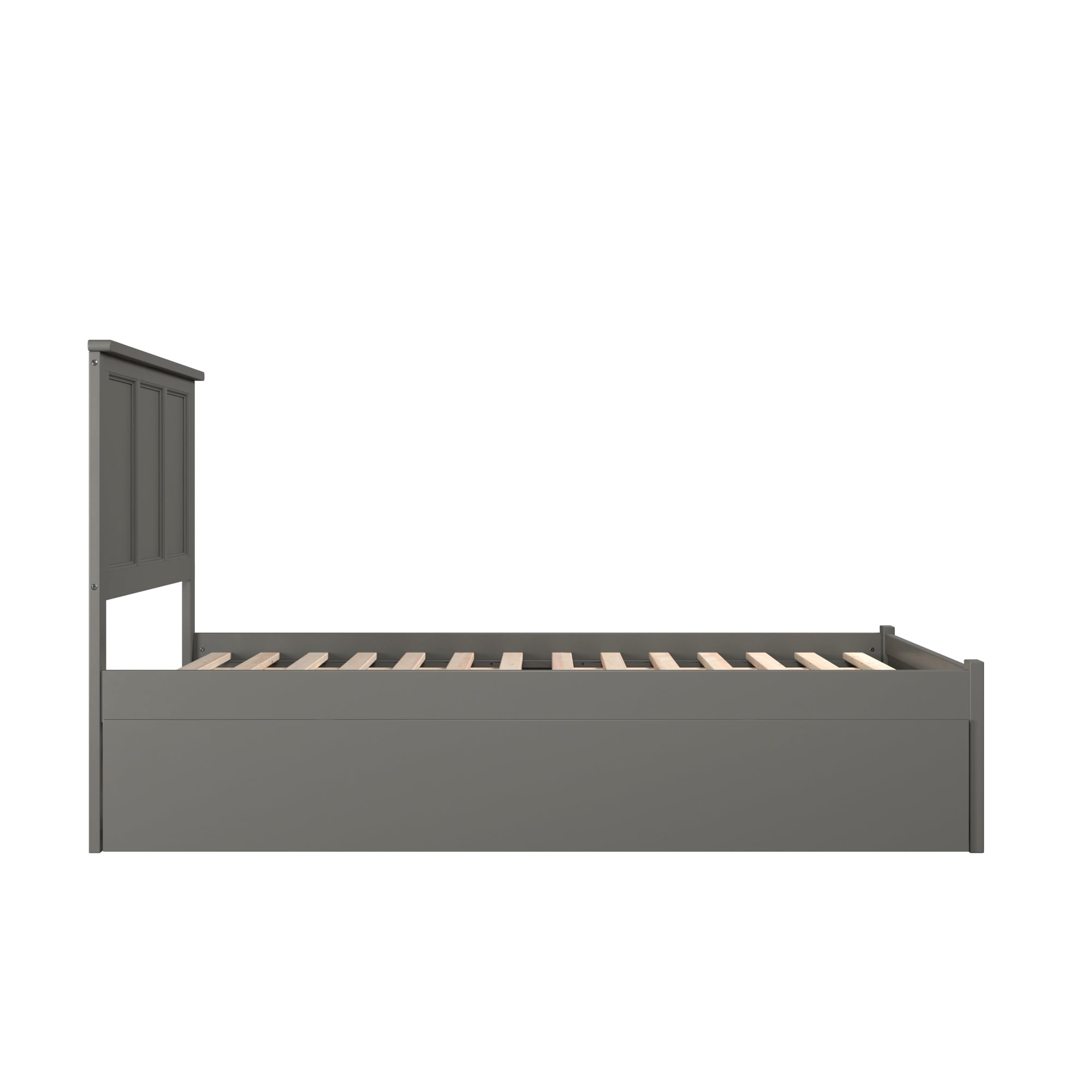 AFI Madison Full Solid Wood Platform Bed with Footboard & Twin Trundle, Grey