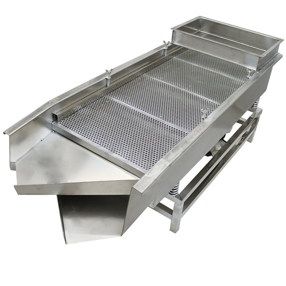 EQCOTWEA Linear Vibrating Screen Sieve Screen Shaker Sifter Stainless Steel with 3mm and 6mm Screens 220V