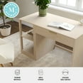 thumbnail image 4 of Martha Stewart Home Office Modular Single-Drawer Desk with 2 Tier Shelf in Light Natural with Brushed Gold Hardware, 4 of 10