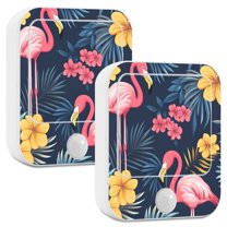 Yayeee 2-Pack Plug in LED Night Lights with Light Sensors Motion Detectors, Red Floral Flamingo