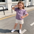 thumbnail image 5 of Cethrio Girls Cotton T-shirts, Casual Fashion Crew Neck Short Sleeve Summer Tops Kids Tees Purple Size 5T, 5 of 7