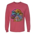 thumbnail image 3 of Colorful Neon Gorilla | Dean Russo Art Animal Lover Mens Long Sleeve Shirt, Vintage Heather Red, 3X-Large, 3 of 6