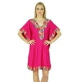 thumbnail image 1 of Bimba Women Short Rayon Kaftan Kimono Sleeve Pink Caftan Boho Dress Coverup, 1 of 5