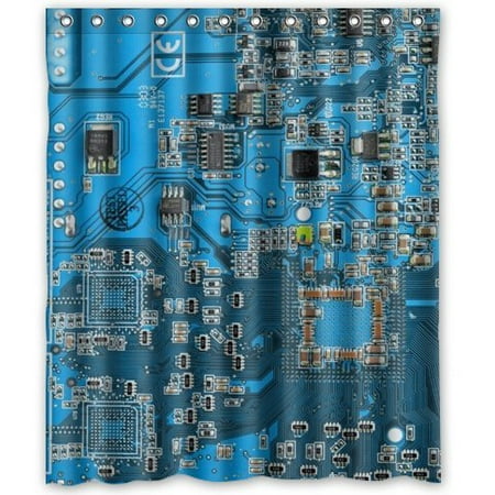 Gecko Circuit Board - HelloDecor Geek Circuit Board Shower Curtain Polyester Fabric Bathroom Decorative Curtain Size 60x72 Inches