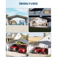 thumbnail image 5 of Garvee Heavy Duty Metal Carport 20x20 FT for 2 Cars, with LED Light & Removable PE Sidewalls, Galvanized Steel Roof, Outdoor Canopy Shelter for Boats Trucks SUV, Gray & White, 5 of 6