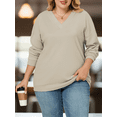 thumbnail image 3 of NISVIYA Winter Oversized Sweatshirts for Women Fall Trendy Basic V Neck Long Sleeves Pullover, 3 of 5