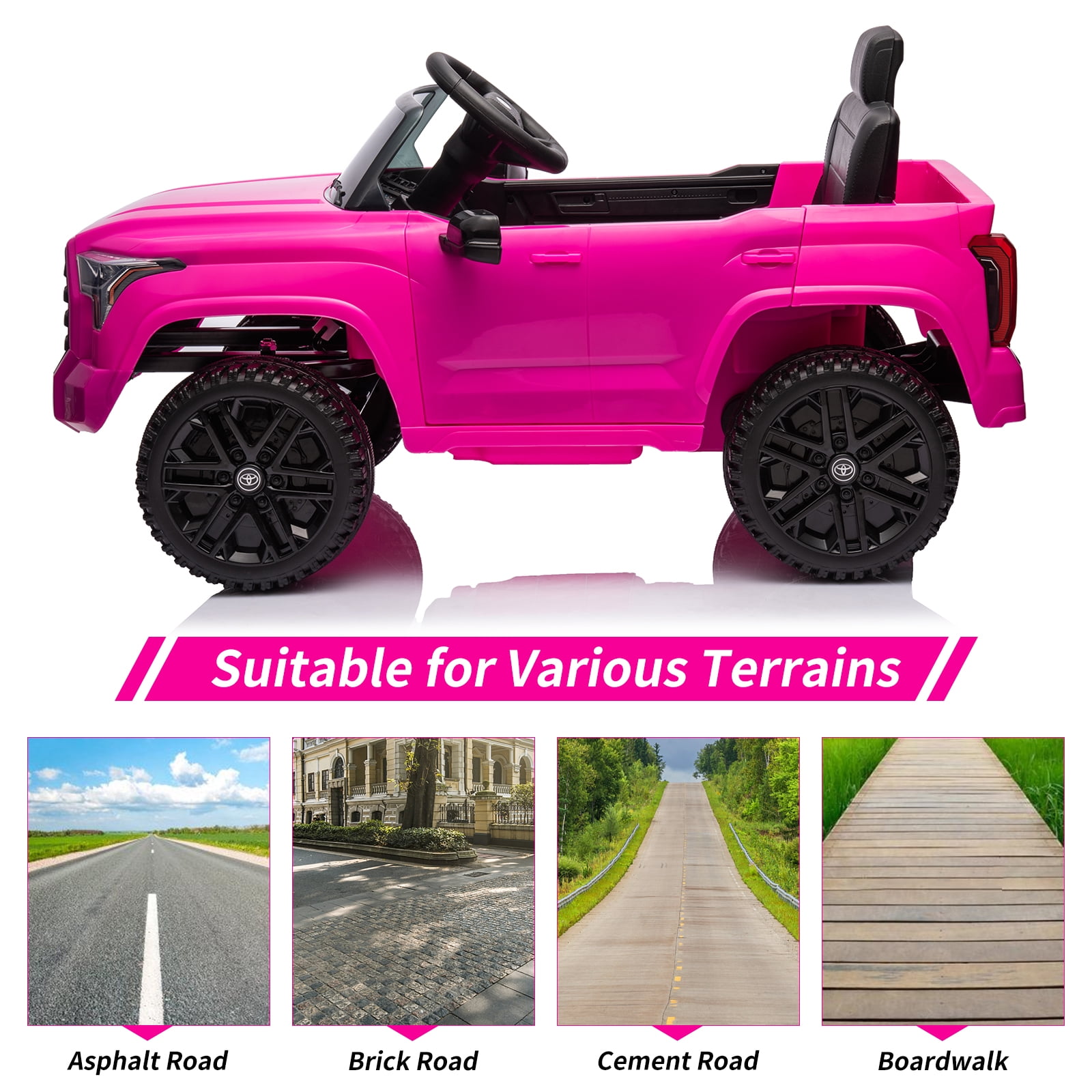 EastVita 12V Ride on Car [Toyota Licensed] Ride on Toys, Battery Powered Electric Car with Remote Control, MP3, LED Lights, Safety Belt etc. for Age 3+Boys Girls