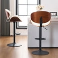 thumbnail image 6 of YOUNIKE Modern 24”H Swivel Barstool, Adjustable Height Counter Stool with Bentwood, Faux Leather Upholstered Bar Stool with Metal Frame, White, 6 of 19