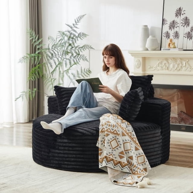 Sofa individual de algodón de seda 55'L, sin necesidad de ensamblaje, silla moderna y acogedora para salón, dormitorio, sala de estar y sala de proyección (no es una silla giratoria).
