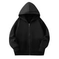 thumbnail image 2 of Kids Girls Boys Zipper Hoodie Unisex Fleece Zipper Top Jacket PE School Sweat Hoodie Sports Casual Wear Black 3-4 Years, 2 of 5