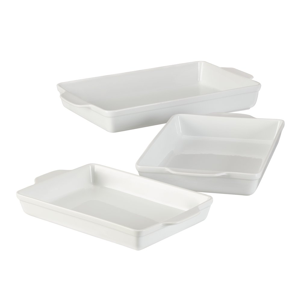 Better Homes & Gardens Classic Rim Rectangular Casserole Baking Dish, Set of 3, White Walmart