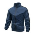 thumbnail image 1 of Dagegui Mens Hiking Jackets Stand Collar Windbreaker Softshell Jacket Fall Windproof Zip Up Coat with Pockets Dark Blue XL, 1 of 8