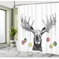 thumbnail image 4 of Christmas Decorated Reindeer Shower Curtain Funny Christmas Sketch Art Decor Bathroom Set with Hooks 69" W x 70" H, 4 of 4