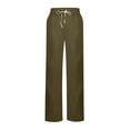 thumbnail image 5 of HomeDM Women's Sweatpants with Pockets Drawstring Wide Leg Army Green Athletic Lounge Pants Size 2XL, 5 of 7
