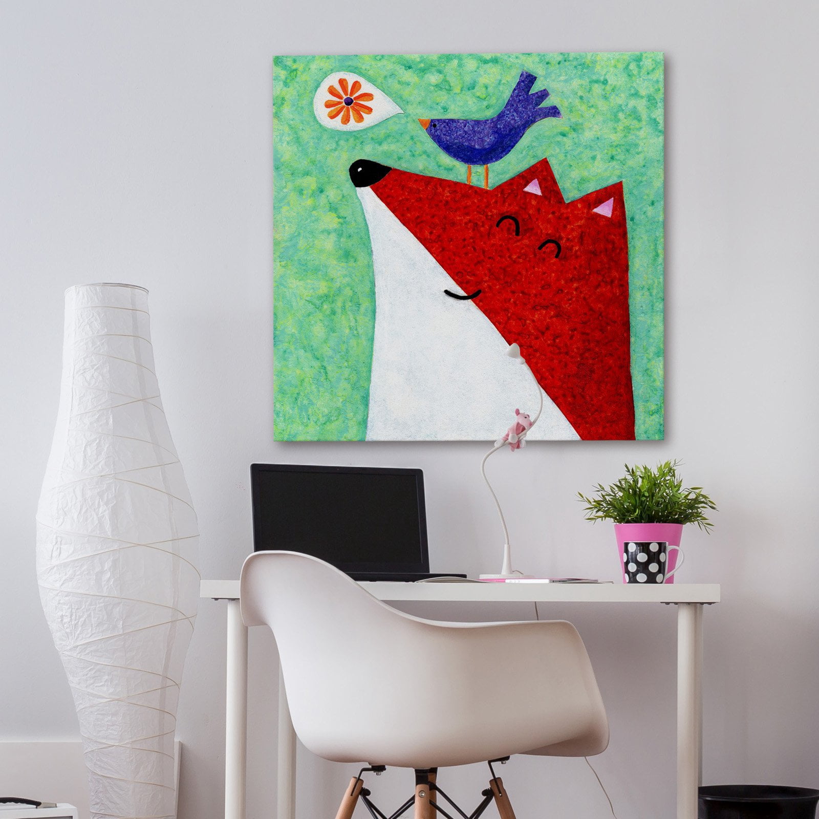 Marmont Hill - "What Does the Fox Sing" by Janet Nelson Painting Print on Wrapped Canvas