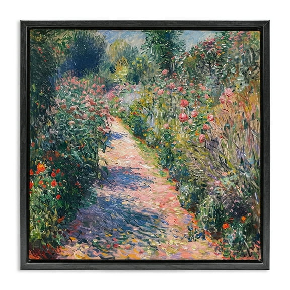 Stupell Industries Impressionist Wildflower Path Black Framed Floater Canvas Wall Art design by LSR Creative Studio, 18 x 18