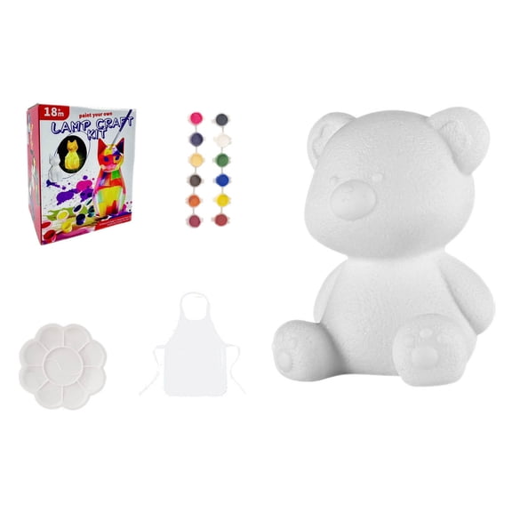 ICQOVD DIY Paint Your Own Bear Lamp Kit,Kids Craft Painting Set with LED Night Light,Paints and Art Supplies for Boys,Girls and Creative Gifts