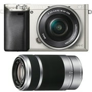 Angle View: Sony Alpha ��6000 24.3 Megapixel Mirrorless Camera with Lens, 2.17", 8.27" (Lens 1), 0.63", 1.97" (Lens 2)