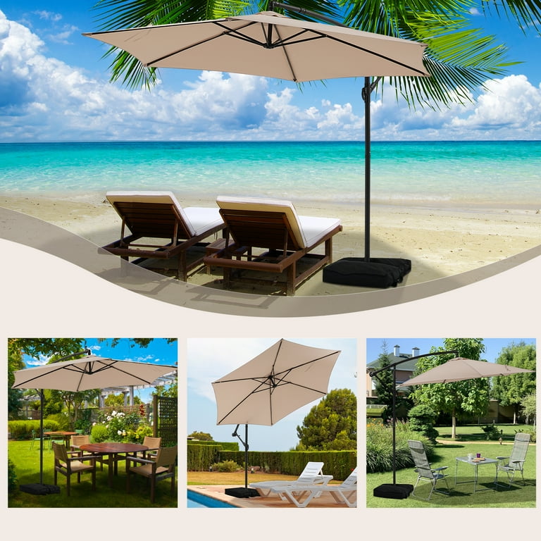 brown patio umbrella base stand included 10 ft VredHom 40lbs Outdoor Umbrella with Wheels, Heavy Duty Square Concrete Stand Market Umbrella, : Patio, Lawn & Garden the push Outsunny Patio Umbrella Base Holder,