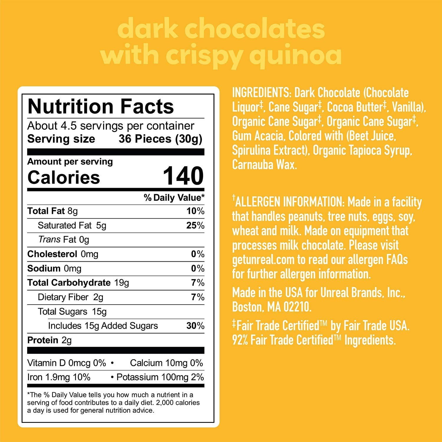 (3 pack) UNREAL Dark Chocolate Crispy Quinoa Gems Candy, 6 Oz
