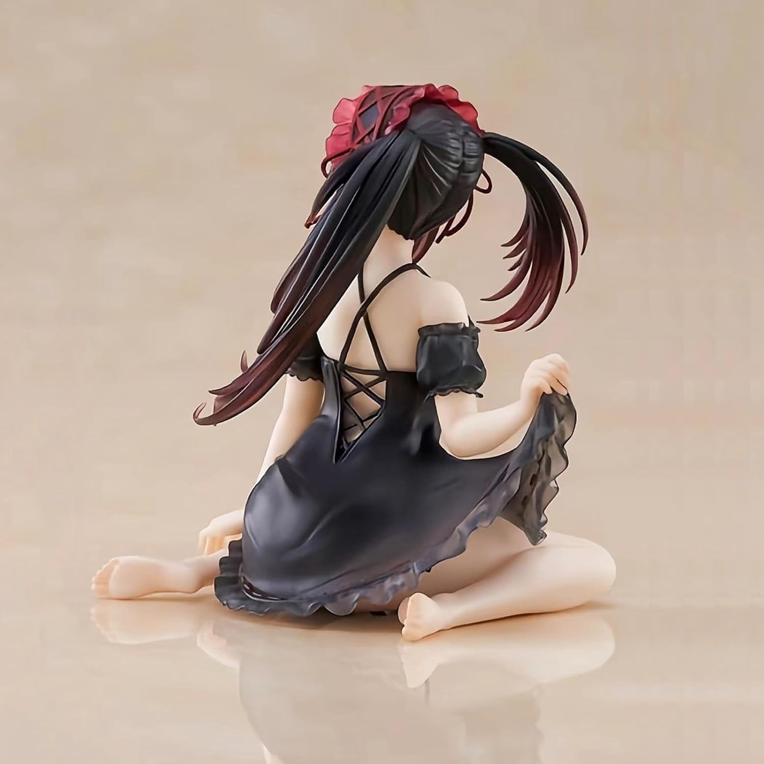 New Kurumi Figure, sleepwear Sitting Tokisaki Kurumi Anime Figures 12cm/4.7inch Handmade PVC Cartoon Character Model Decoration Craft Gift (a)