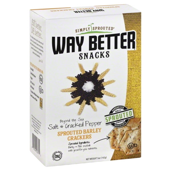Way Better Snacks Salt & Cracked Pepper Sprouted Barley Crackers, 5 Oz