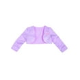 thumbnail image 3 of Haitryli Kids Girls Satin Long Sleeve Bolero Shrug Party Wedding Pageant Flower Dress Cover Up Cardigan Purple 5-6, 3 of 5