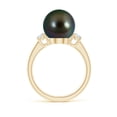 thumbnail image 2 of ANGARA Tahitian Cultured Pearl Three Stone Ring with Diamonds in 14K Yellow Gold for Women | June Birthstone, Birthday, Anniversary, Jewelry Gift for Women | Pearl Ring, 2 of 9