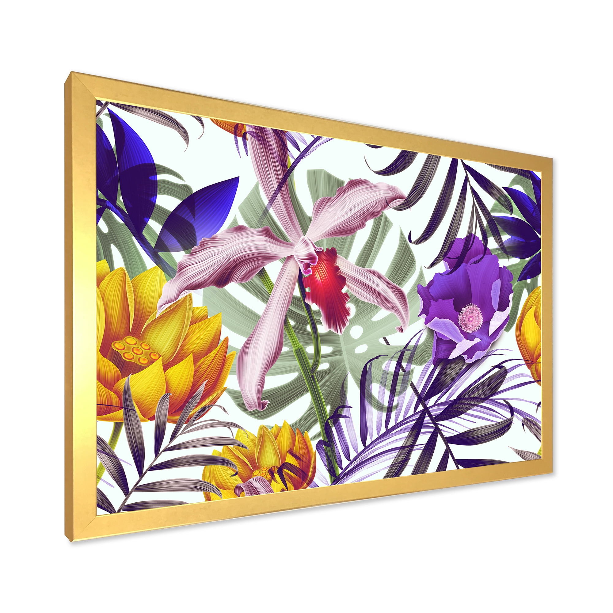 Designart 'VIntage Tropical Flowers IX' Traditional Framed Art Print
