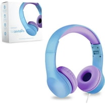 LilGadgets Connect  Kids Wired Headphones with Microphone, Volume Limiting for Safe Listening, Adjustable Headband, Cushioned Earpads to ensure Comfort, For Kids, Toddlers, Boys & Girls, Blue/Purple