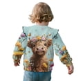 thumbnail image 3 of Xoenoiee Highland Cattle Butterfly Flower Print Sweatshirt for Girls Ruffle Pullover Top Casual Long Sleeve Shirt Kids Crewneck Sweater Streetwear, Size 1-2 Years, 3 of 7