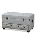thumbnail image 1 of Baxton Studio Flynn Ottoman Coffre de Rangement à 2 Tiroirs Gris Rembourré, 1 of 12