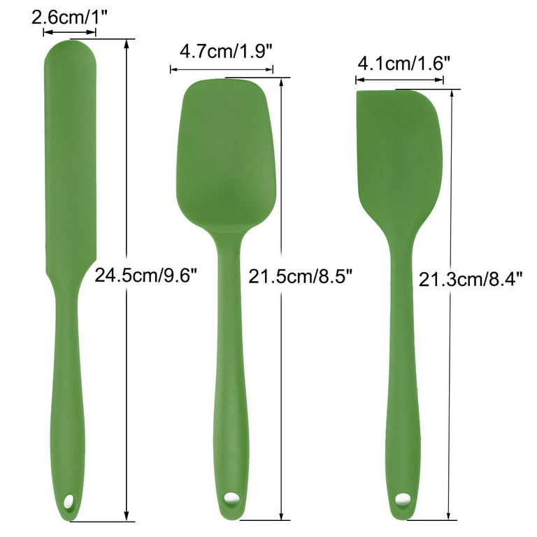 3pcs Kitchen Cooking Silicone Spatula Set Heat Resistant Turners Scraping  Baking Utensils Green 