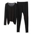 thumbnail image 7 of Afuyipoi Mens Modal Sleepwear, V-Neck Winter Long Sleeve Cotton Pajamas Black 3XL, 7 of 7