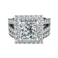 thumbnail image 4 of Wedding Ring Set for Women Asscher Cut Halo Rings Split Shank 14K White Gold (Moissanite Center), 4 of 5