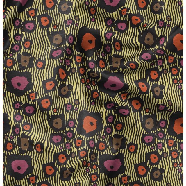Soimoi Yellow Rayon Fabric Wild Animal Skin Print Fabric by The Yard 42 Inch Wide