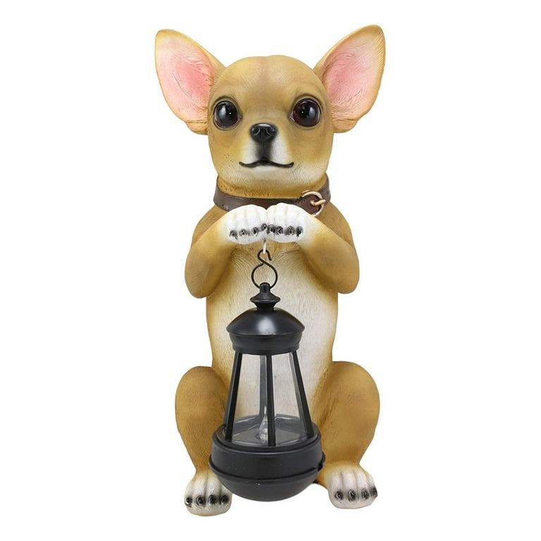 Ebros Gift Chihuahua Dog On Two Legs Statue with Solar LED