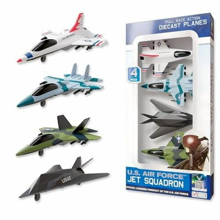 US Air Force Metal Toy Jet Squadron 4-Pack, Realistic Die Cast
