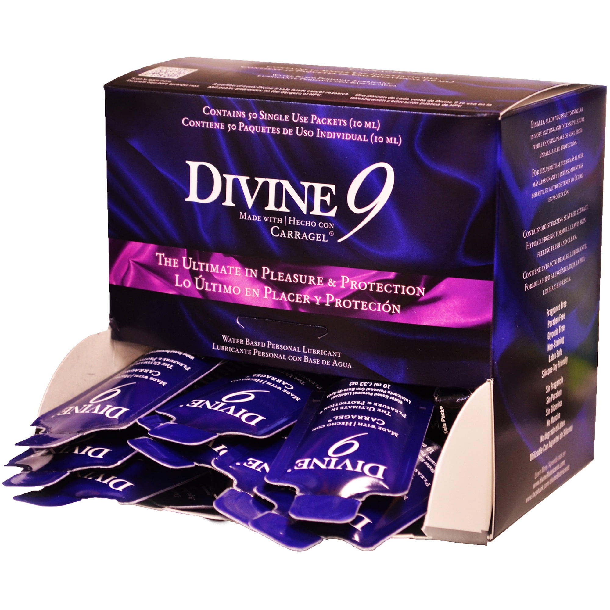 Divine 9 Single Use Water Based Personal Lubricant Packets, 50 count