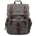 thumbnail image 1 of Mochila de Lona de Cuero Kattee Bolsa Grande Escolar y Viaje Gris, 1 of 3