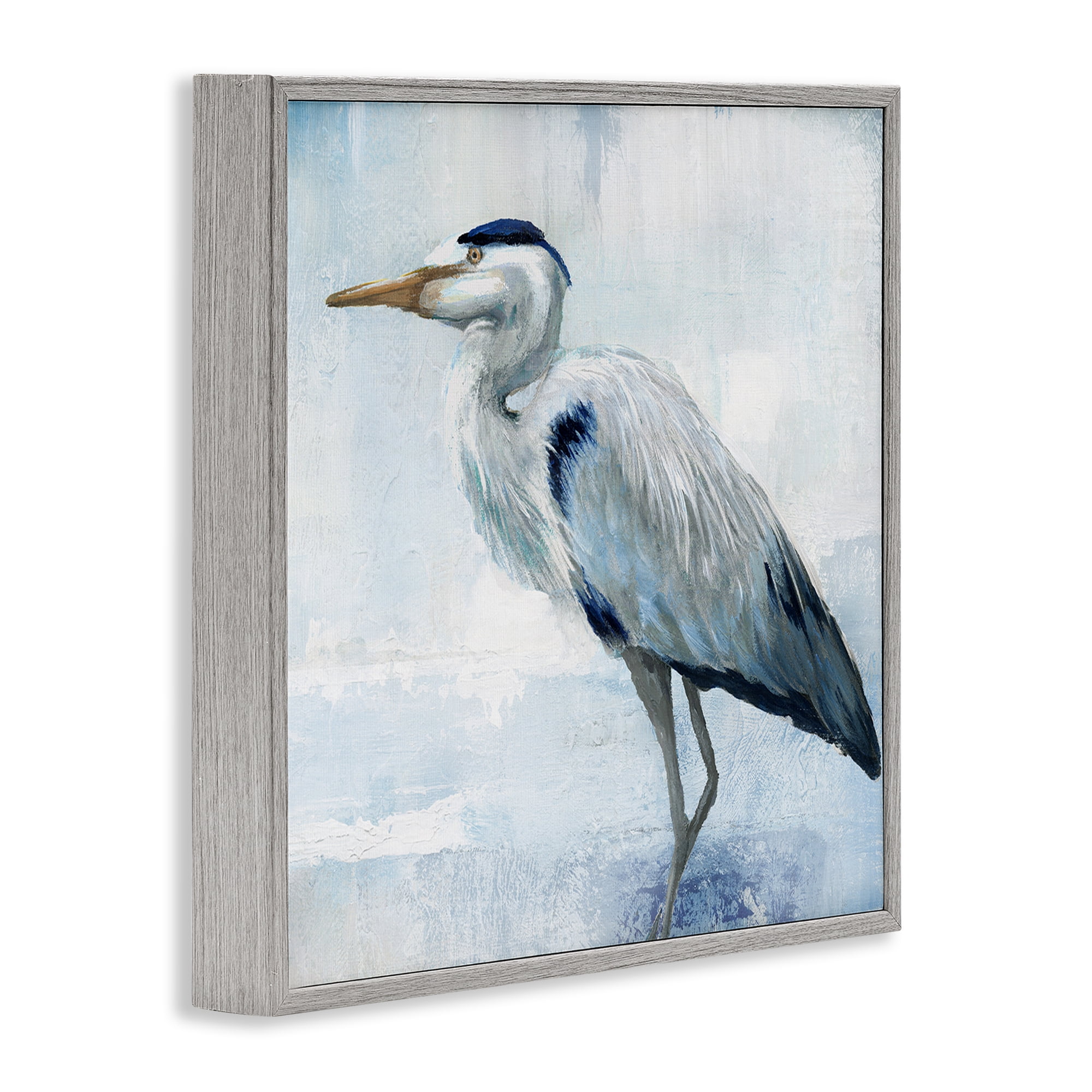 Stupell Industries Faded Blue Heron Gray Framed Giclee Art, design by Nan
