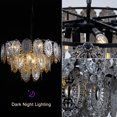 thumbnail image 6 of 24" French Vintage Chandelier - 3-Tier Smoked Glass & Black Wrought Iron Ceiling Light with 22" Adjustable Chain, 39" Hanging Height for Dining/Living Room (8 E14 Sockets), 6 of 10