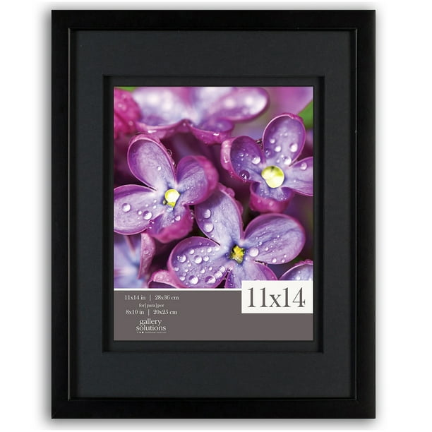 Gallery Solutions 11x14 Black Wood Wall Frame with Double Black Mat For