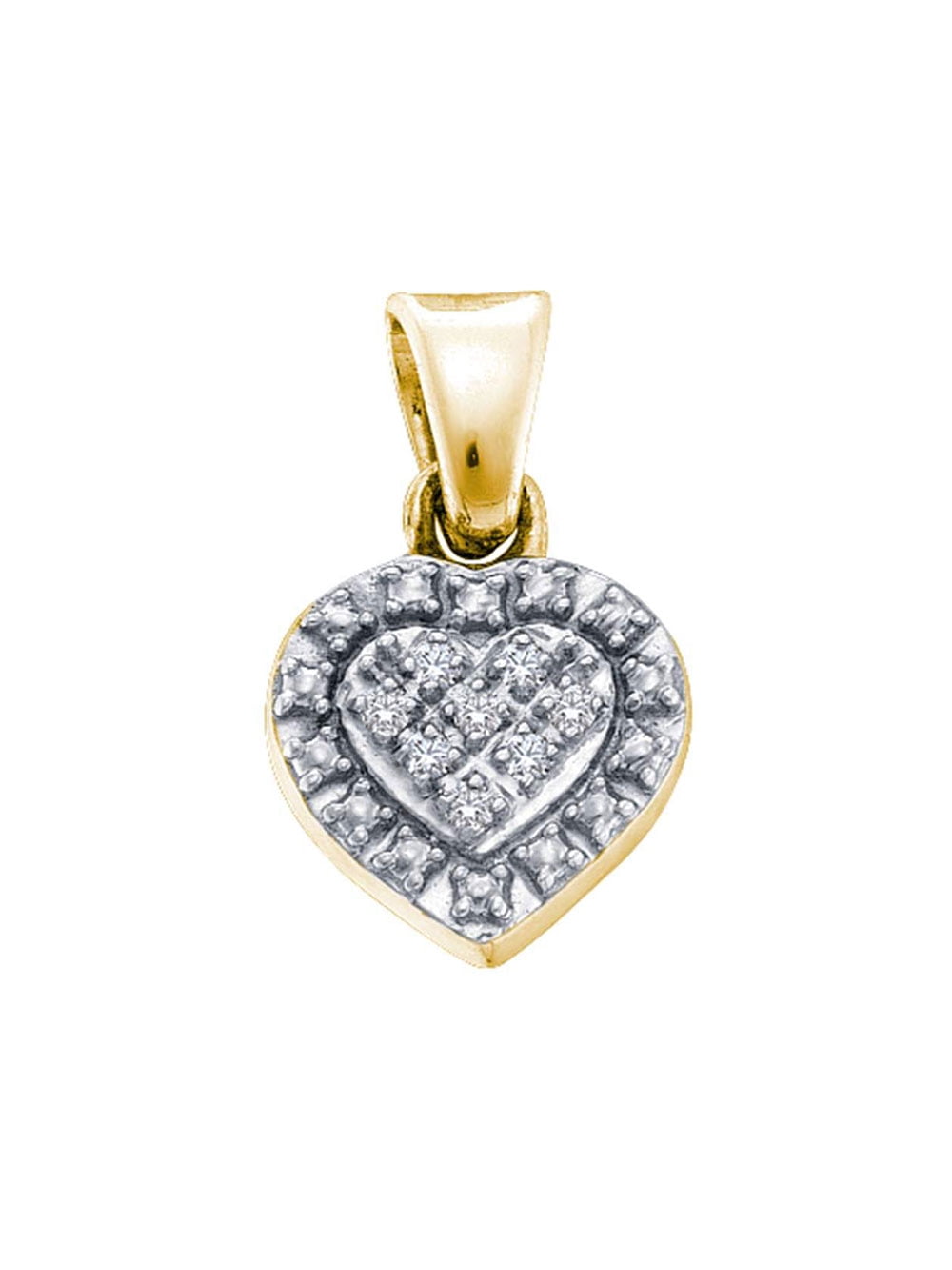 Yellow-tone Solid 925 Sterling Silver Round Diamond Small Heart